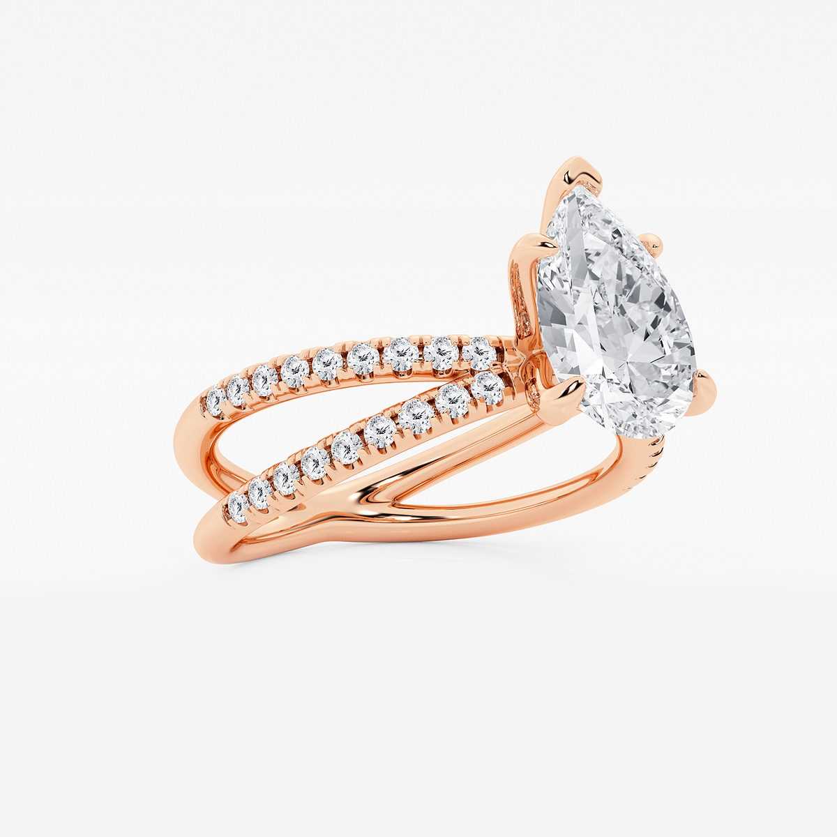 Additional Image 1 for  2 1/3 ctw Pear Lab Grown Diamond Crossover Micro Pave Engagement Ring