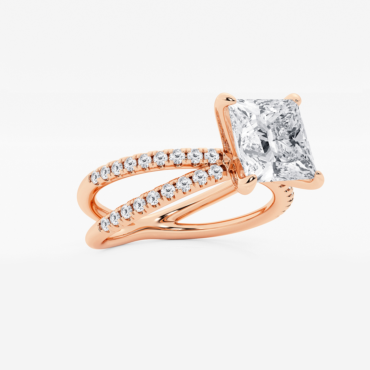 Additional Image 1 for  2 1/3 ctw Princess Lab Grown Diamond Crossover Micro Pave Engagement Ring