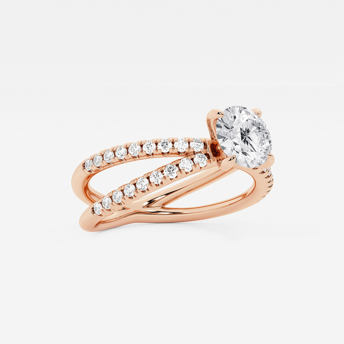 Additional Image 1 for  1 1/3 ctw Round Lab Grown Diamond Crossover Micro Pave Engagement Ring