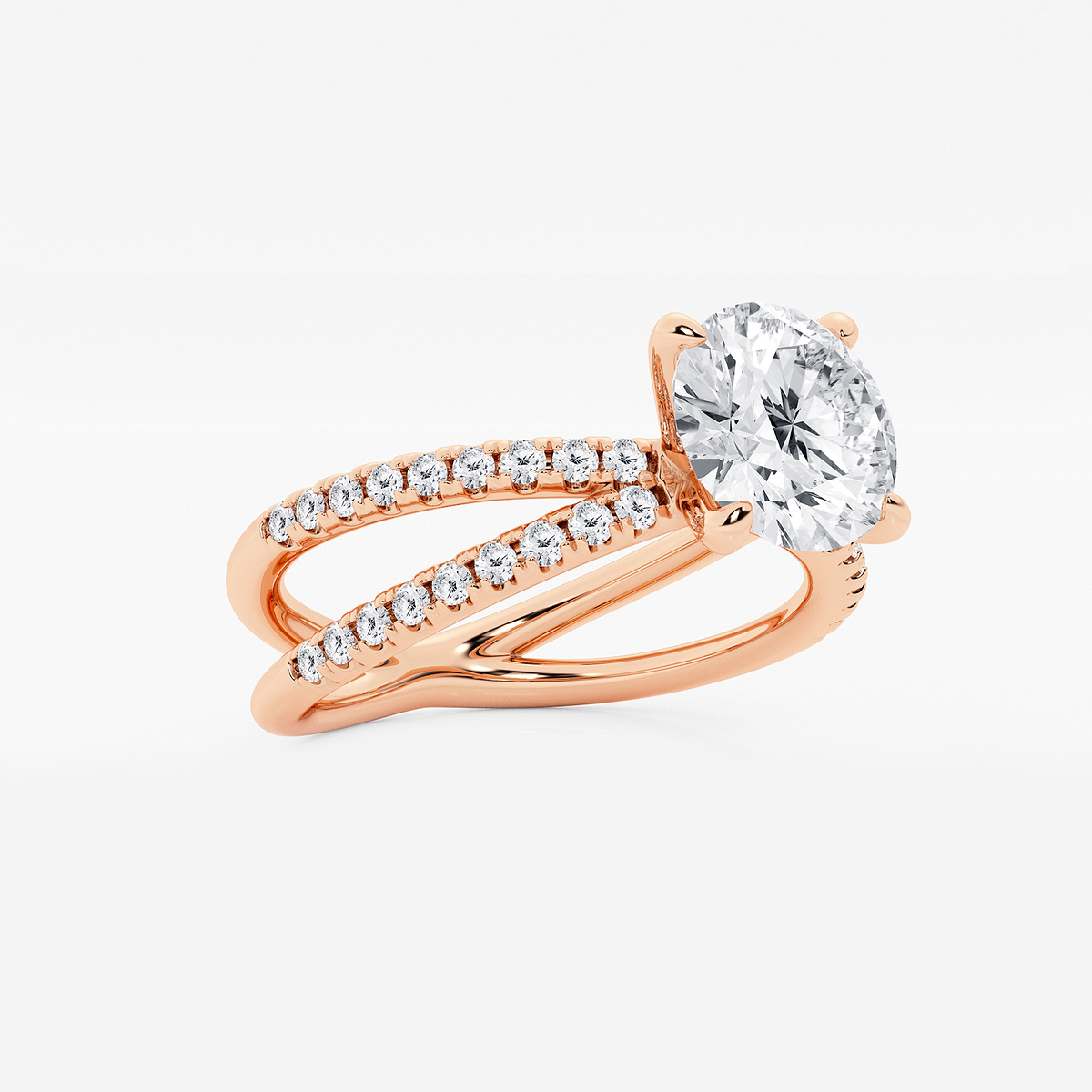 Additional Image 1 for  2 1/3 ctw Round Lab Grown Diamond Crossover Micro Pave Engagement Ring