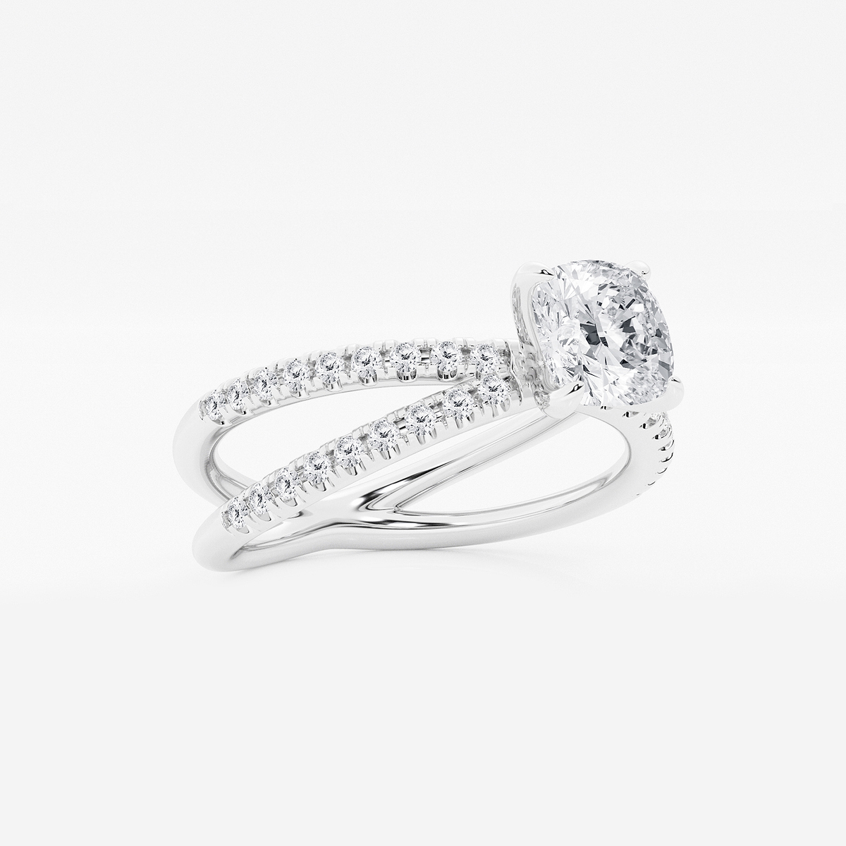 Additional Image 1 for  1 1/3 ctw Cushion Lab Grown Diamond Crossover Micro Pave Engagement Ring