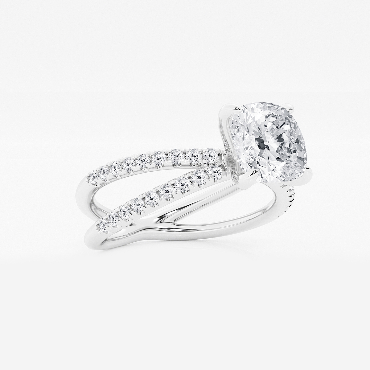 Additional Image 1 for  2 1/3 ctw Cushion Lab Grown Diamond Crossover Micro Pave Engagement Ring