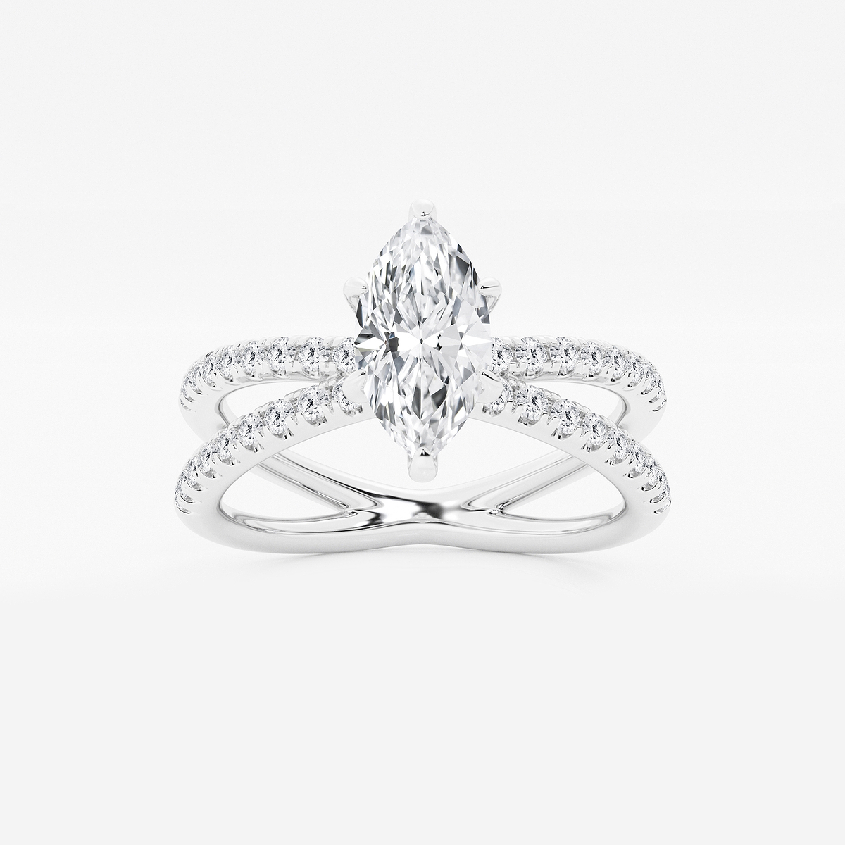 1 1/3 ctw Marquise Lab Grown Diamond Crossover Micro Pave Engagement Ring