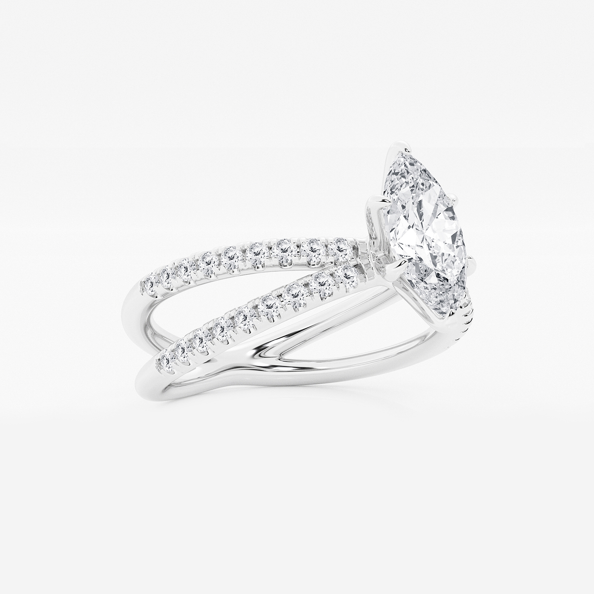 Additional Image 1 for  1 1/3 ctw Marquise Lab Grown Diamond Crossover Micro Pave Engagement Ring