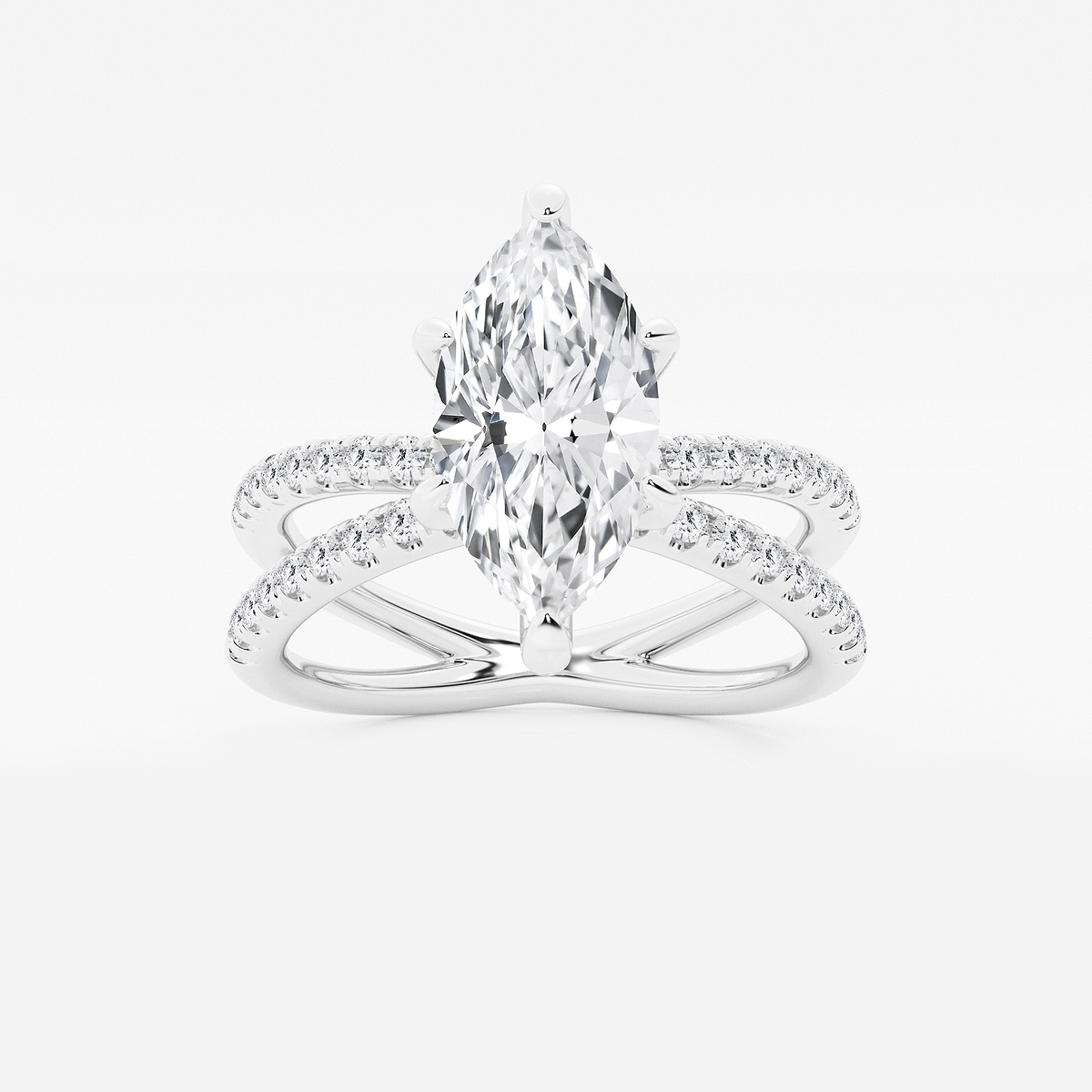 2 1/3 ctw Marquise Lab Grown Diamond Crossover Micro Pave Engagement Ring
