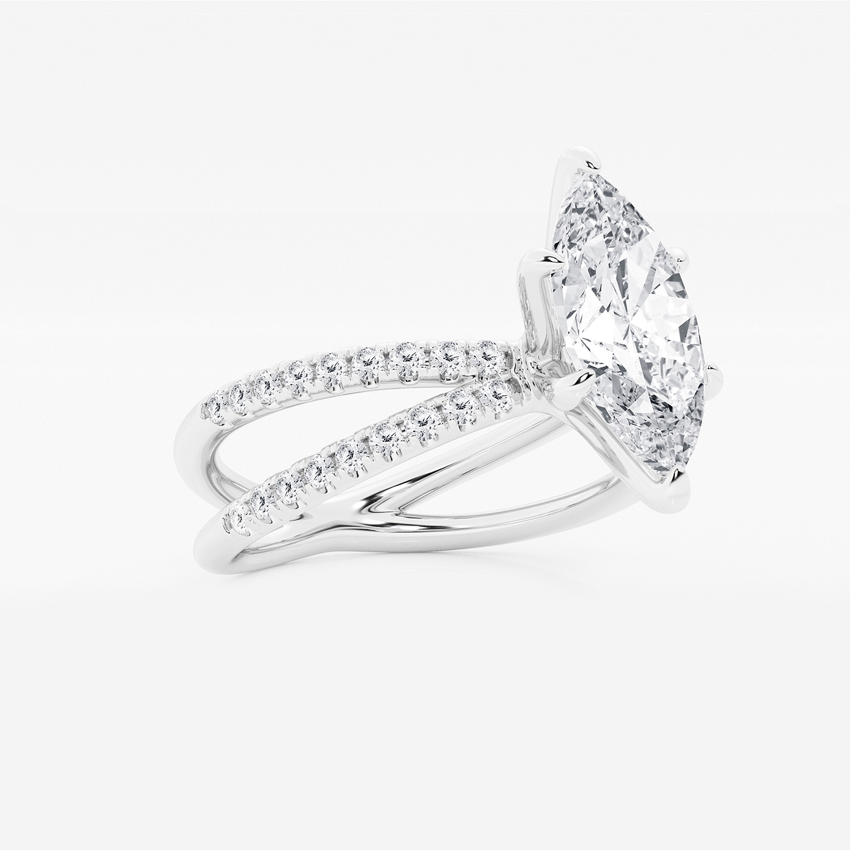 Additional Image 1 for  2 1/3 ctw Marquise Lab Grown Diamond Crossover Micro Pave Engagement Ring