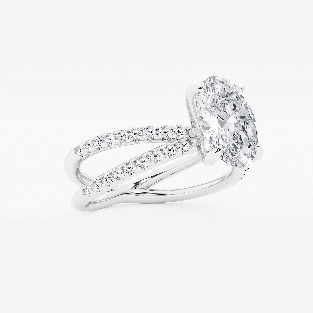 Additional Image 1 for  2 1/3 ctw Oval Lab Grown Diamond Crossover Micro Pave Engagement Ring