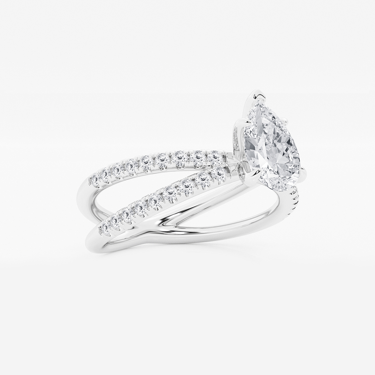 Additional Image 1 for  1 1/3 ctw Pear Lab Grown Diamond Crossover Micro Pave Engagement Ring