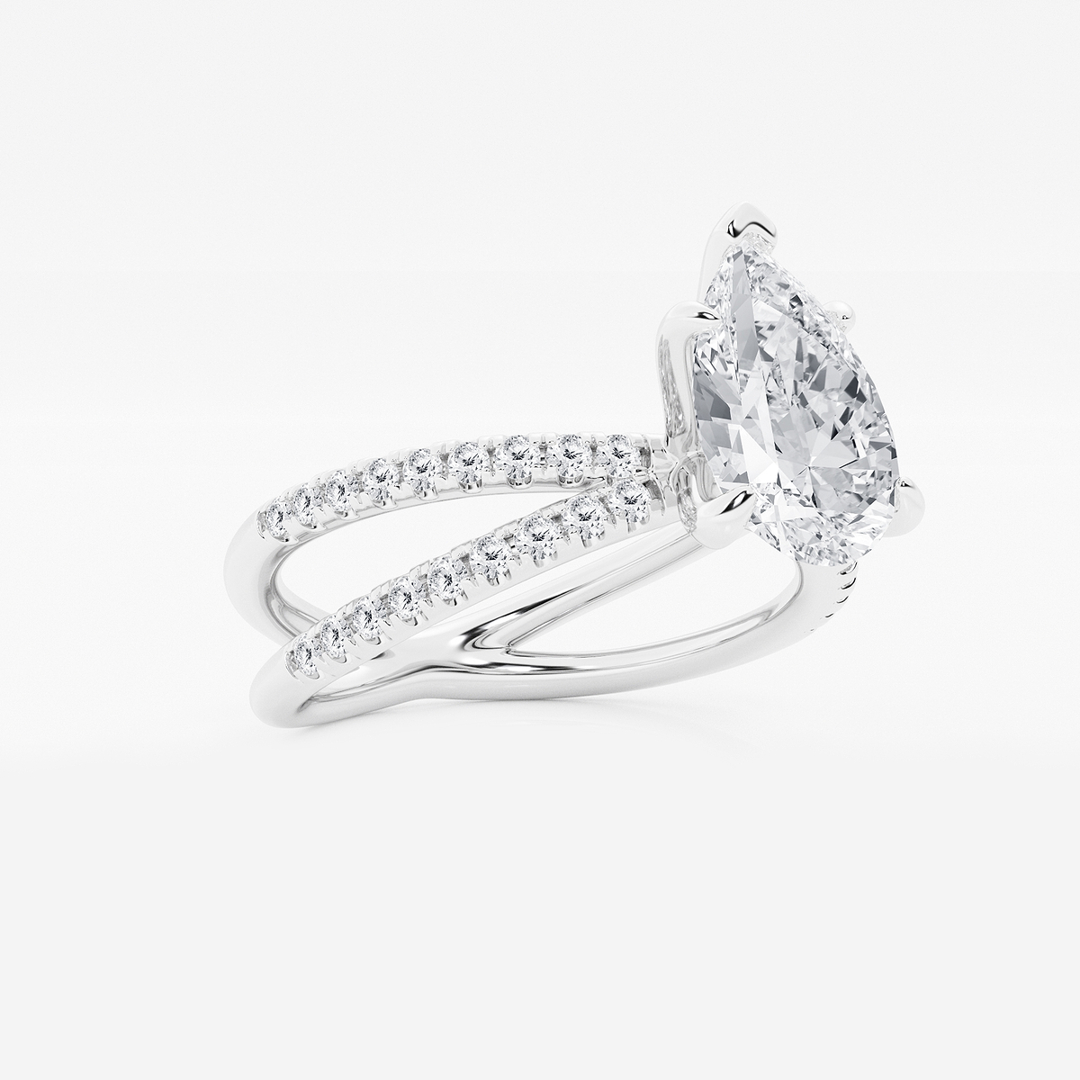 Additional Image 1 for  2 1/3 ctw Pear Lab Grown Diamond Crossover Micro Pave Engagement Ring