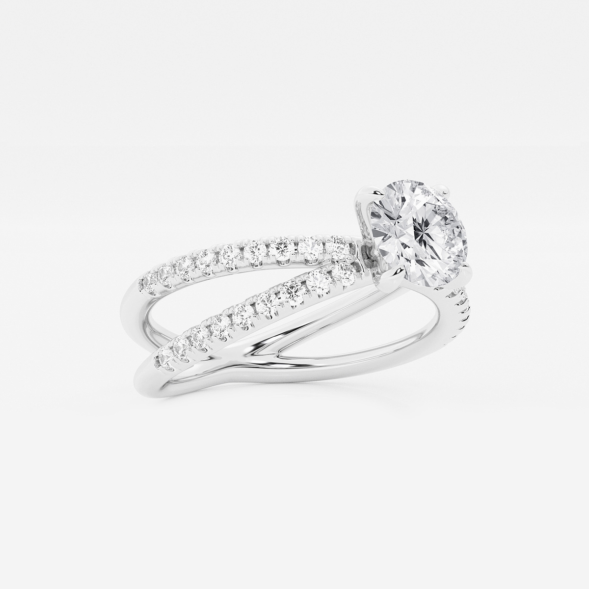 Additional Image 1 for  1 1/3 ctw Round Lab Grown Diamond Crossover Micro Pave Engagement Ring