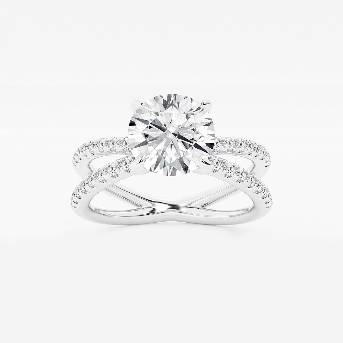 2 1/3 ctw Round Lab Grown Diamond Crossover Micro Pave Engagement Ring