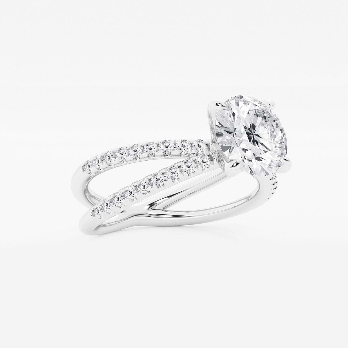 2 1/3 ctw Round Lab Grown Diamond Crossover Micro Pave Engagement Ring