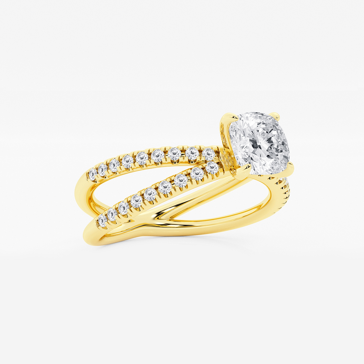 Additional Image 1 for  1 1/3 ctw Cushion Lab Grown Diamond Crossover Micro Pave Engagement Ring