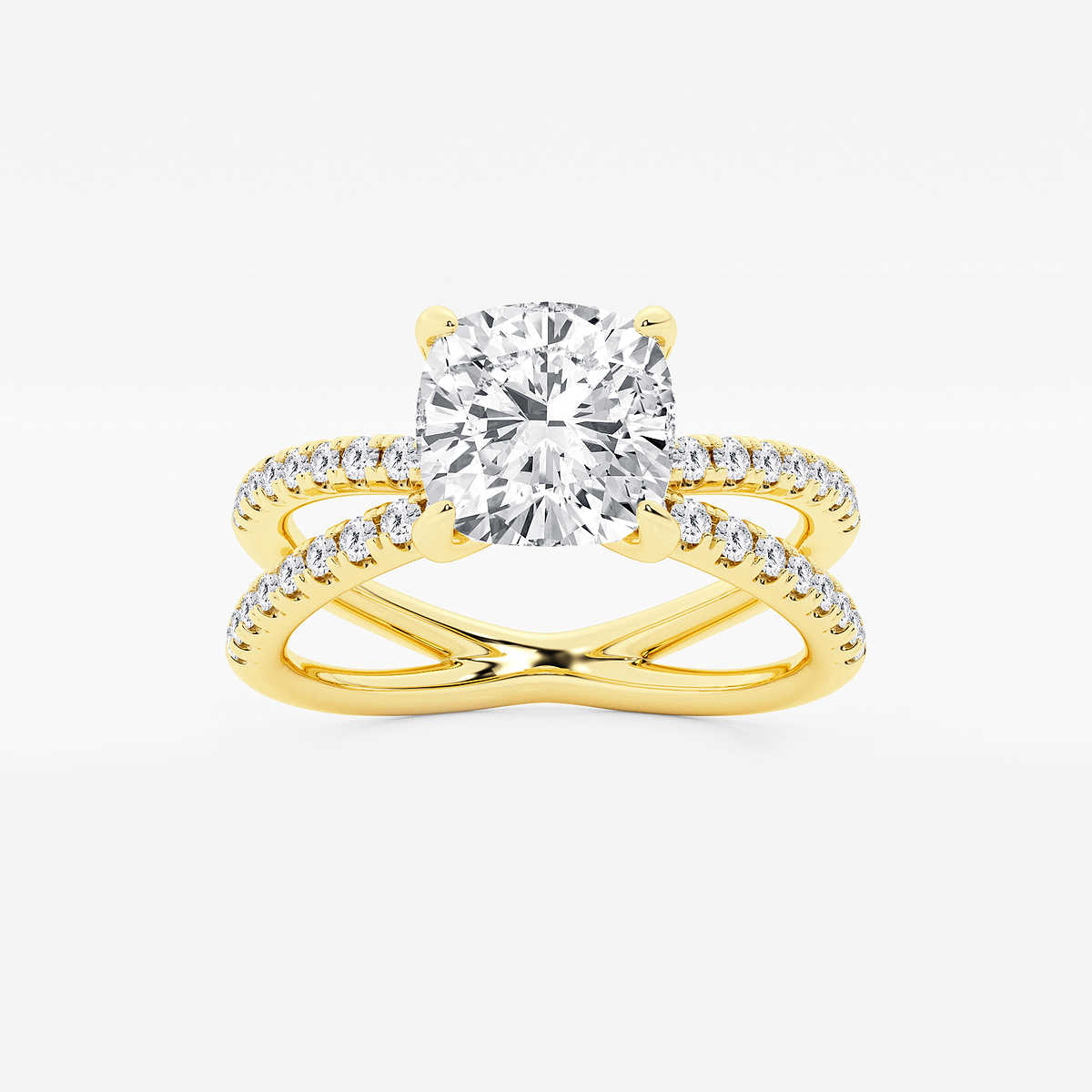 2 1/3 ctw Cushion Lab Grown Diamond Crossover Micro Pave Engagement Ring