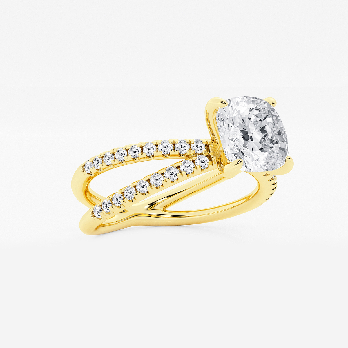 Additional Image 1 for  2 1/3 ctw Cushion Lab Grown Diamond Crossover Micro Pave Engagement Ring