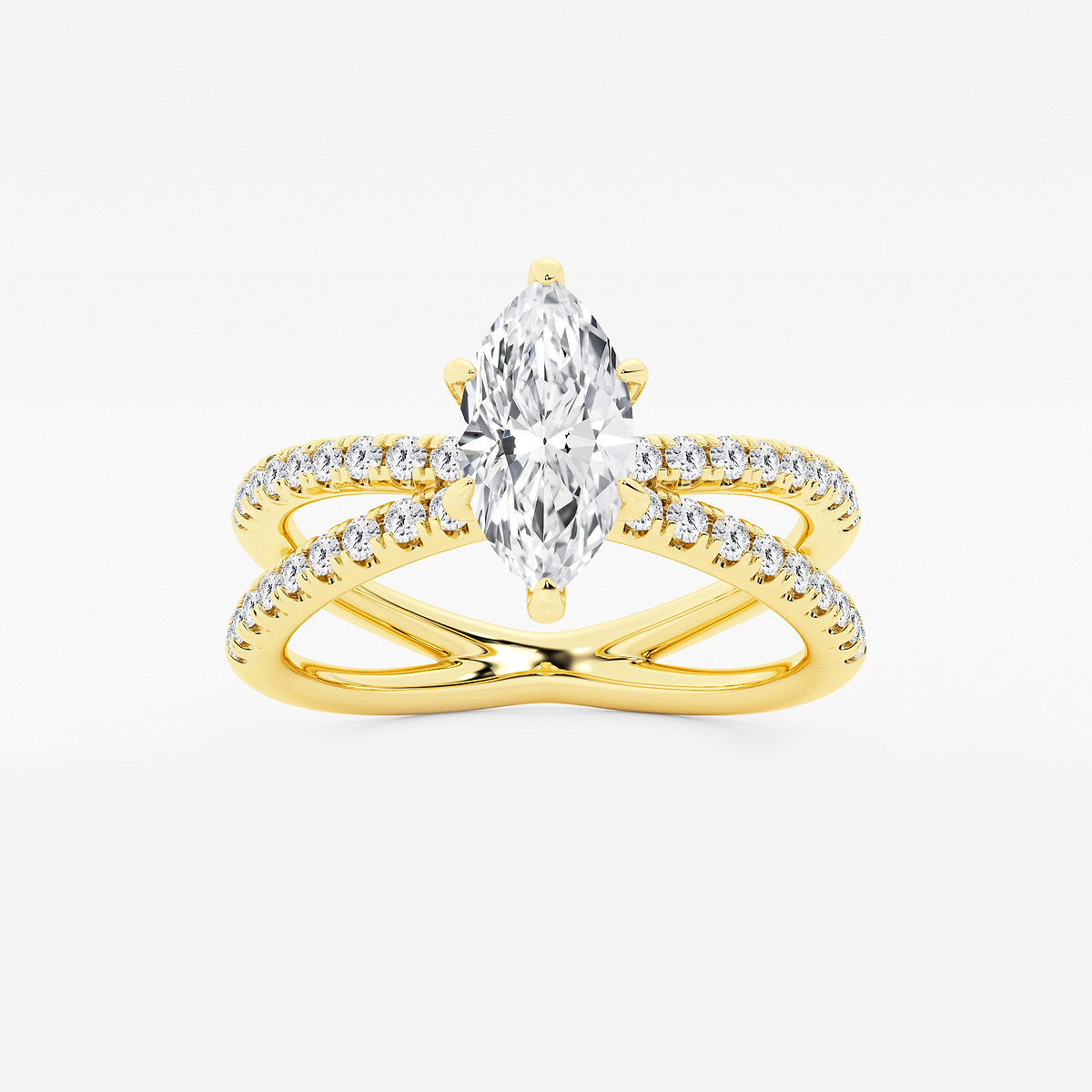1 1/3 ctw Marquise Lab Grown Diamond Crossover Micro Pave Engagement Ring