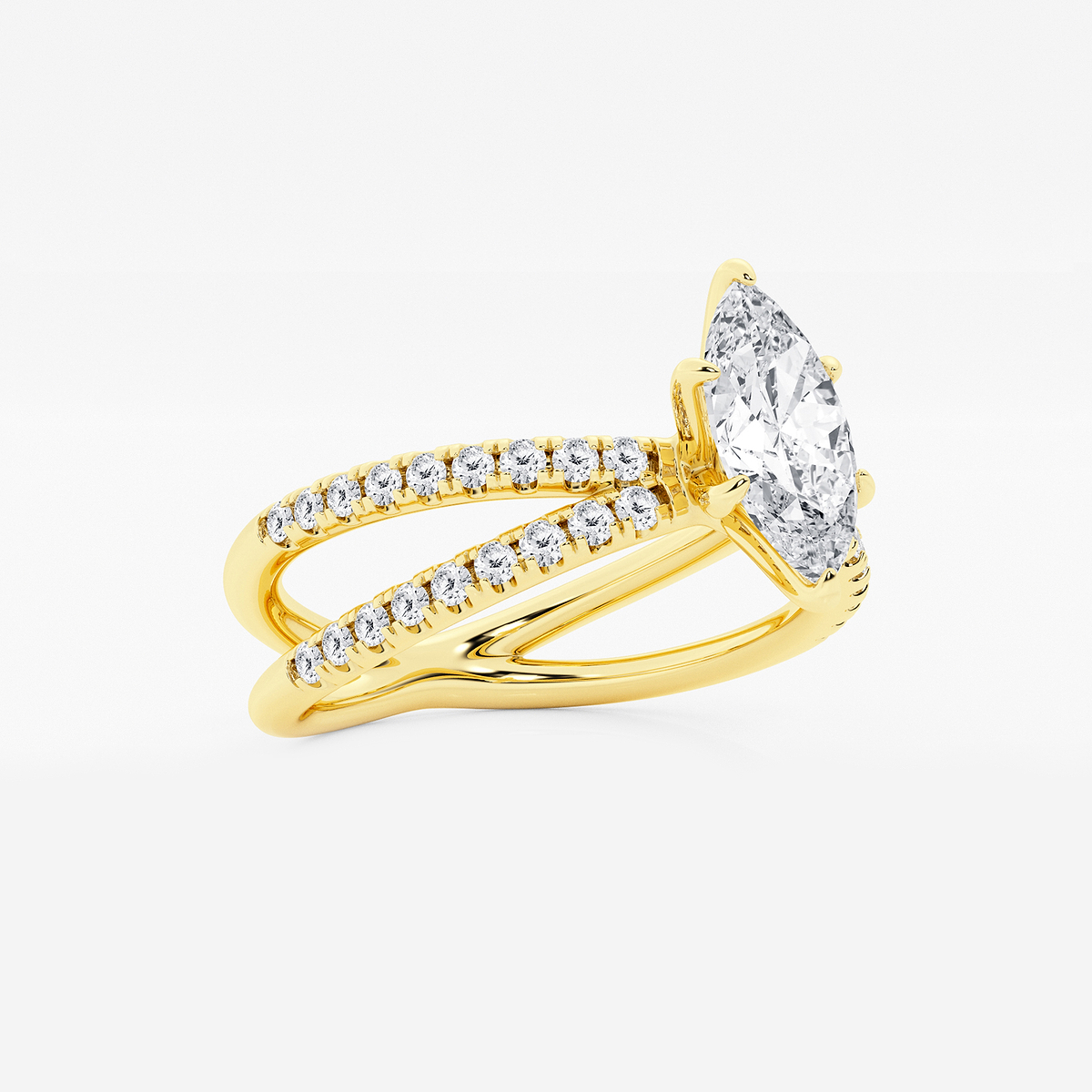 Additional Image 1 for  1 1/3 ctw Marquise Lab Grown Diamond Crossover Micro Pave Engagement Ring