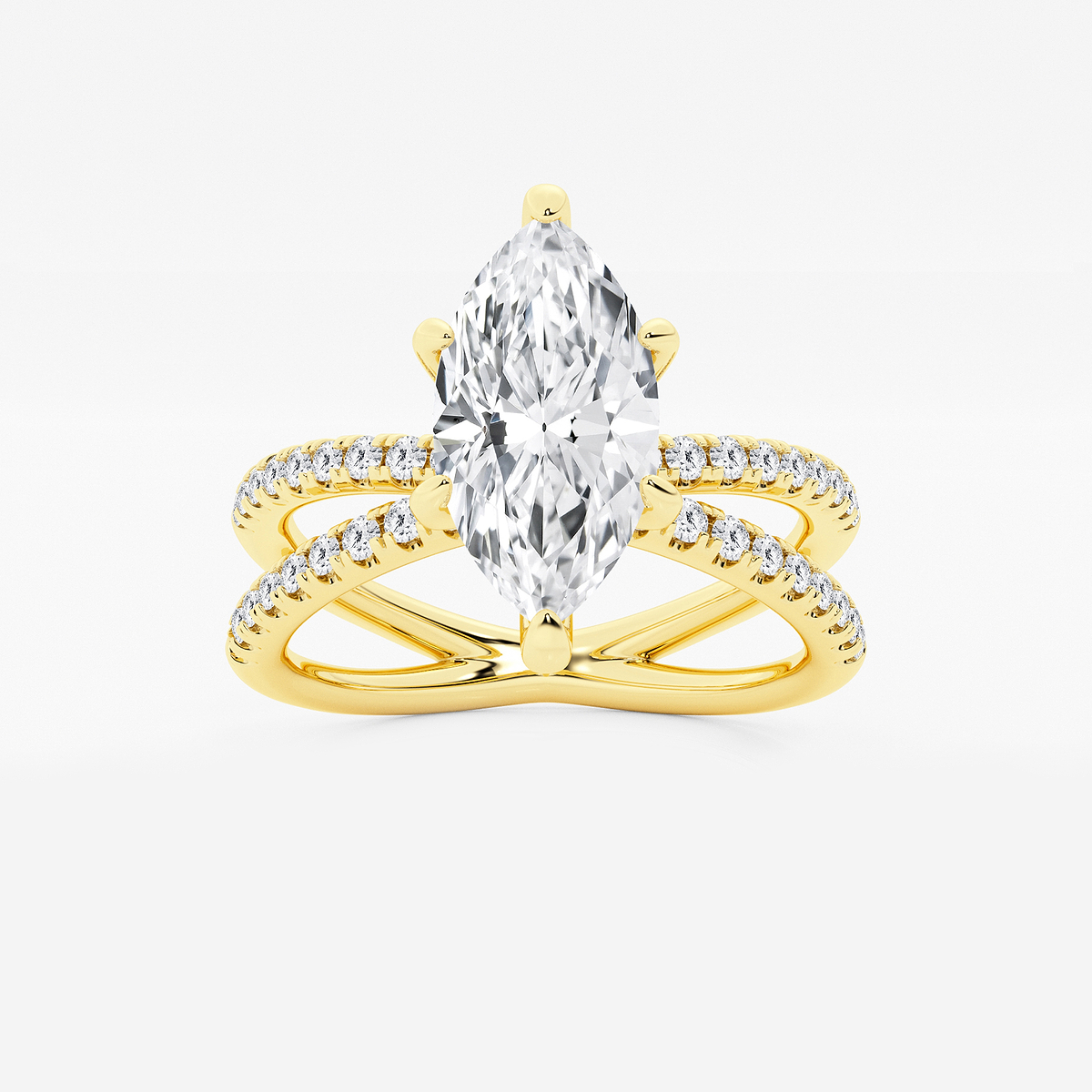 2 1/3 ctw Marquise Lab Grown Diamond Crossover Micro Pave Engagement Ring