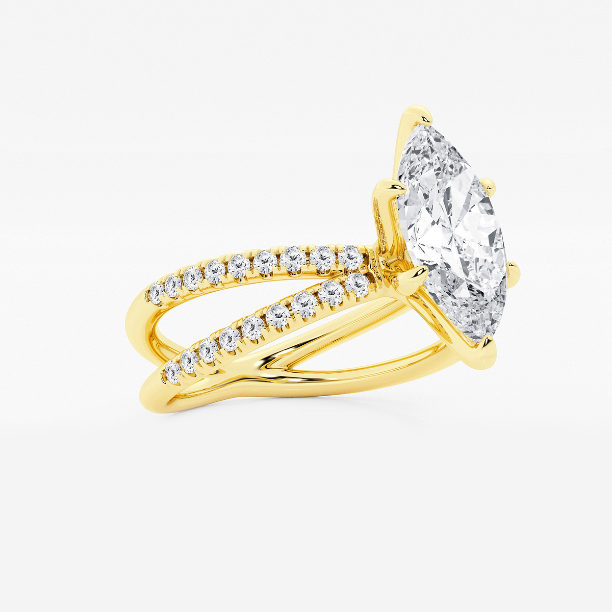 Additional Image 1 for  2 1/3 ctw Marquise Lab Grown Diamond Crossover Micro Pave Engagement Ring