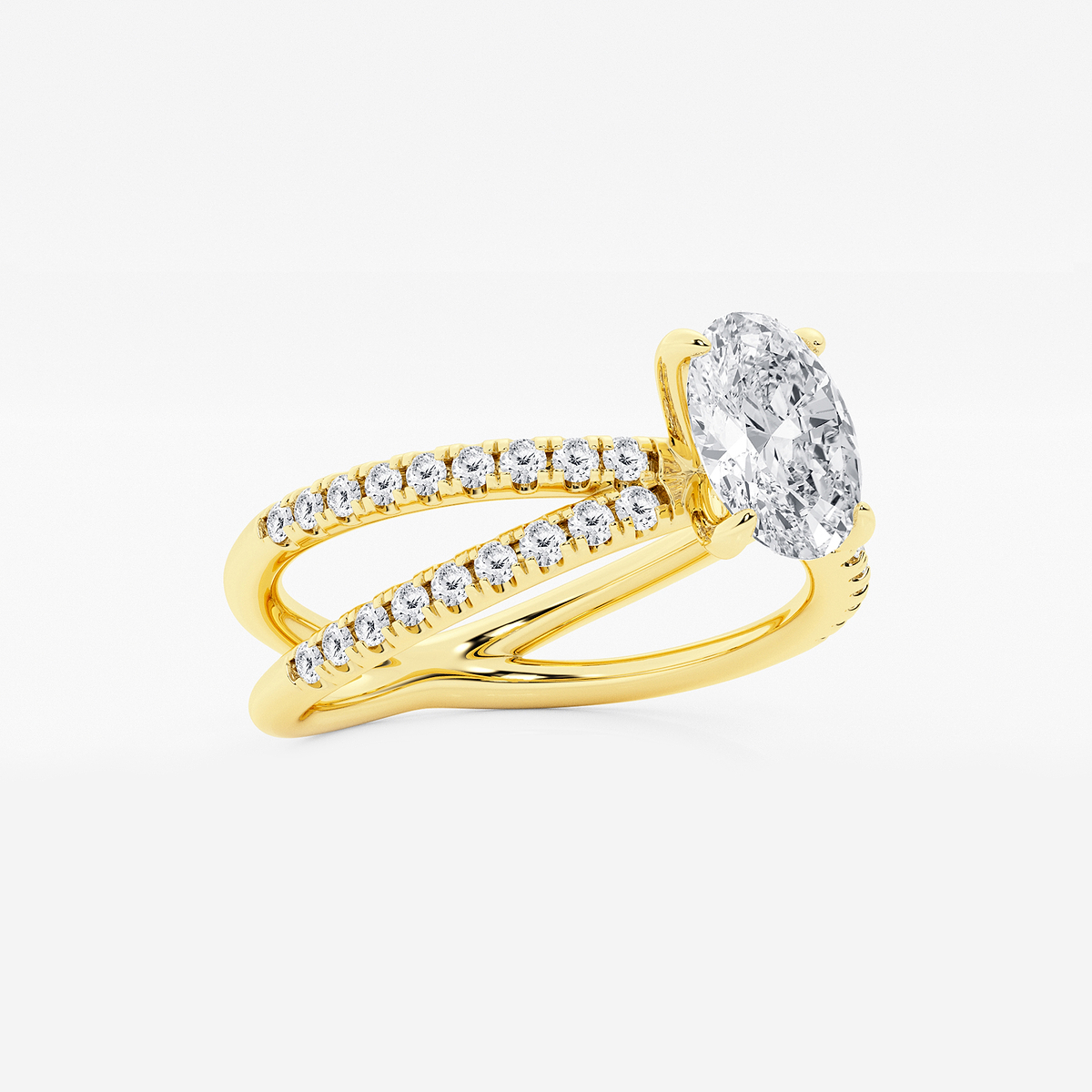 Additional Image 1 for  1 1/3 ctw Oval Lab Grown Diamond Crossover Micro Pave Engagement Ring