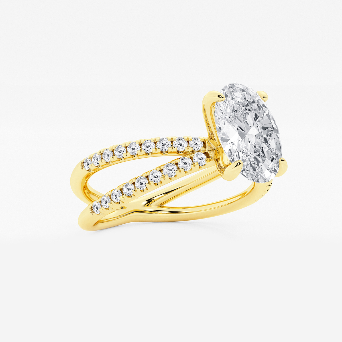 Additional Image 1 for  2 1/3 ctw Oval Lab Grown Diamond Crossover Micro Pave Engagement Ring