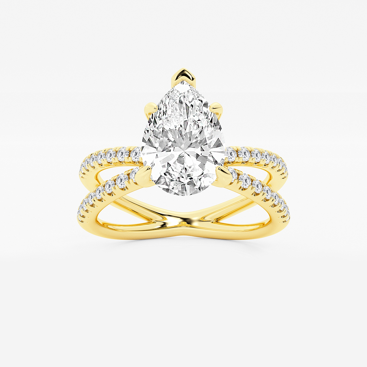 2 1/3 ctw Pear Lab Grown Diamond Crossover Micro Pave Engagement Ring