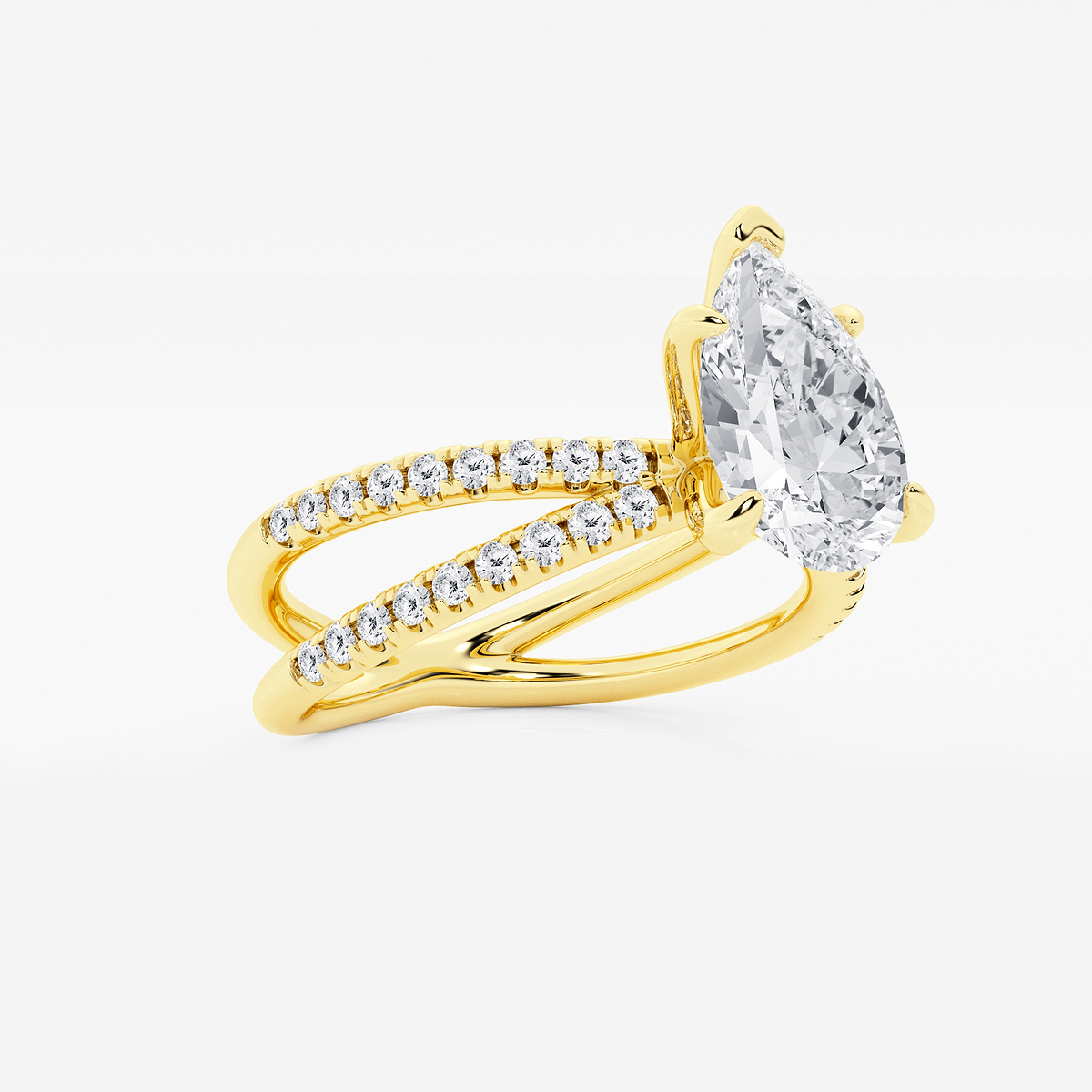 Additional Image 1 for  2 1/3 ctw Pear Lab Grown Diamond Crossover Micro Pave Engagement Ring