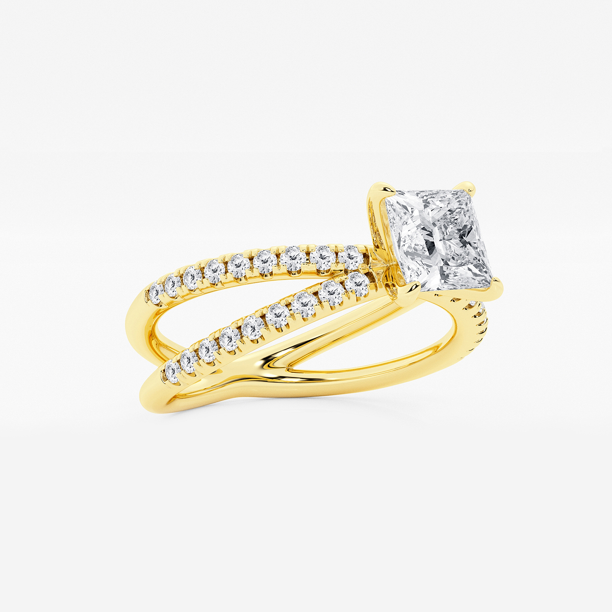 Additional Image 1 for  1 1/3 ctw Princess Lab Grown Diamond Crossover Micro Pave Engagement Ring