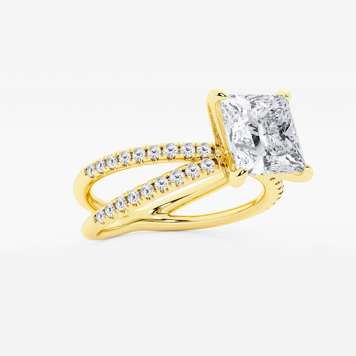 Additional Image 1 for  2 1/3 ctw Princess Lab Grown Diamond Crossover Micro Pave Engagement Ring