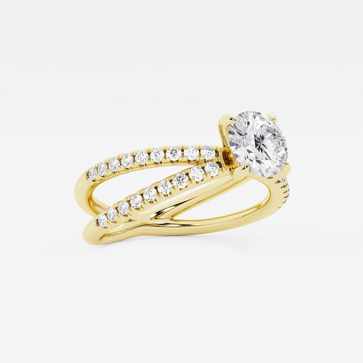 Additional Image 1 for  1 1/3 ctw Round Lab Grown Diamond Crossover Micro Pave Engagement Ring