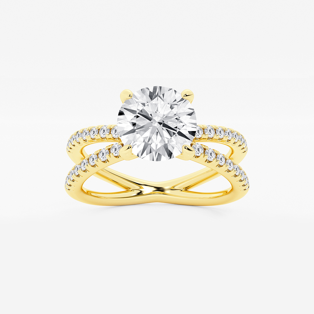2 1/3 ctw Round Lab Grown Diamond Crossover Micro Pave Engagement Ring