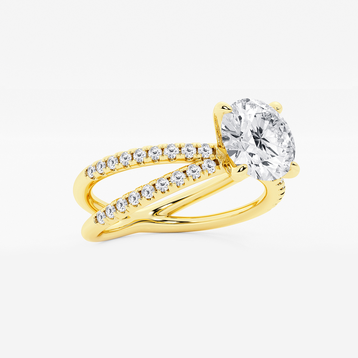 Additional Image 1 for  2 1/3 ctw Round Lab Grown Diamond Crossover Micro Pave Engagement Ring