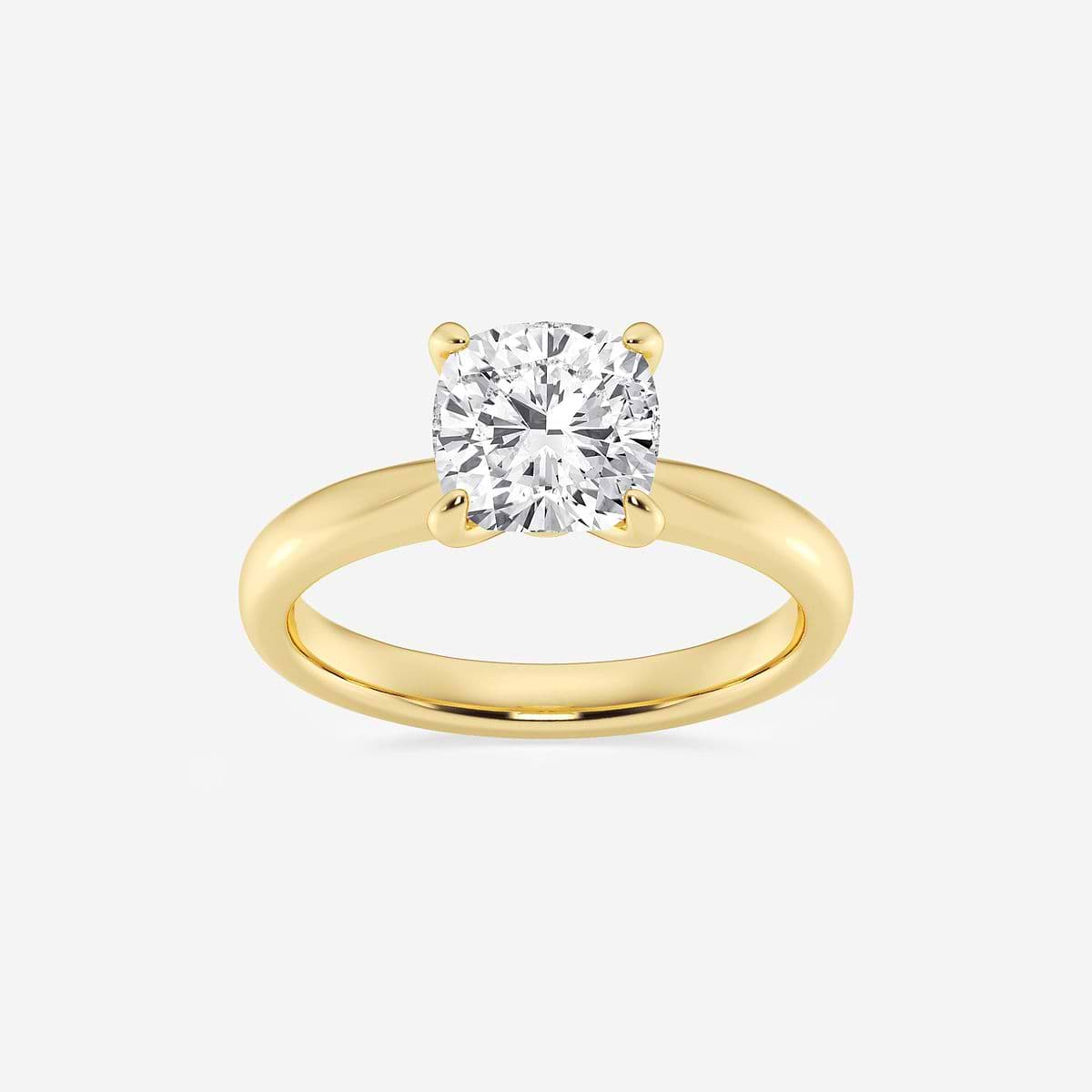 2 ctw Cushion Lab Grown Diamond Petite Solitaire Engagement Ring 14K Yellow Gold, E, VS1