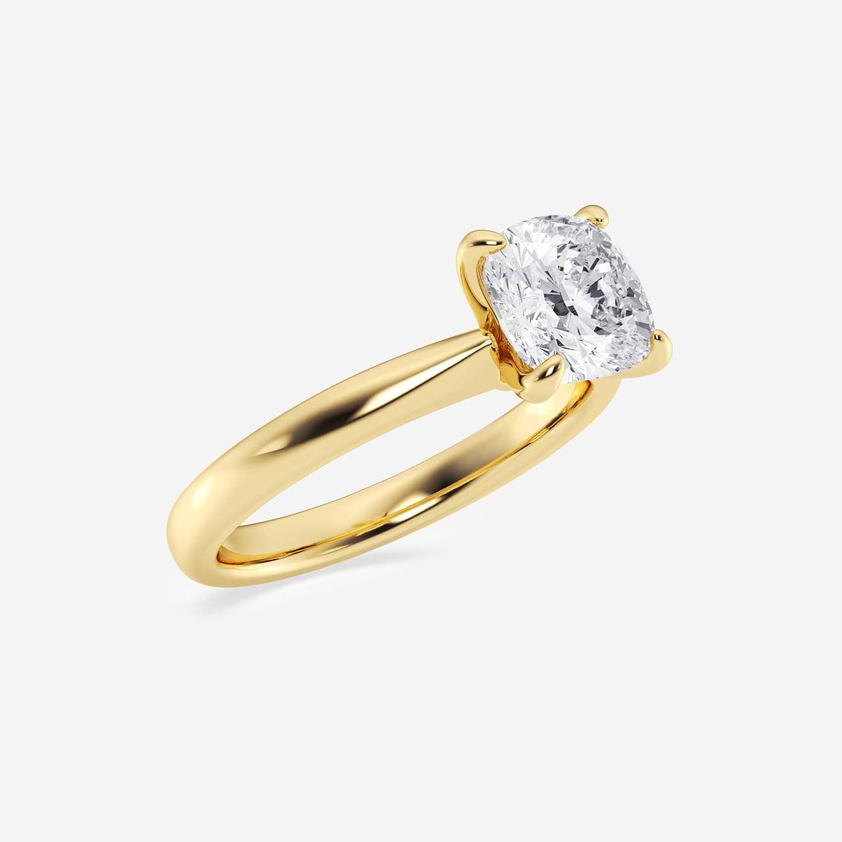 2 ctw Cushion Lab Grown Diamond Petite Solitaire Engagement Ring 14K Yellow Gold, E, VS1