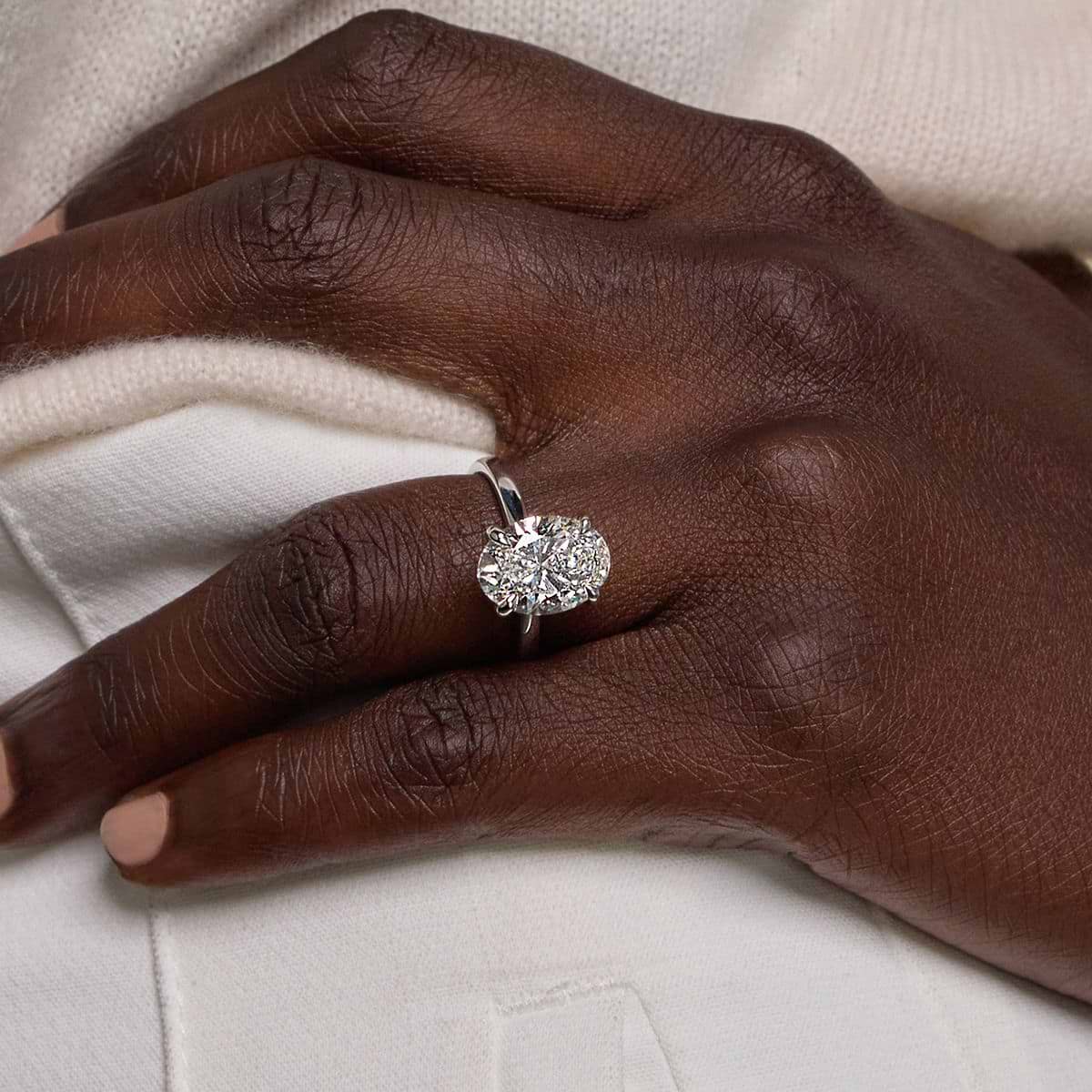 2 ctw Oval Lab Grown Diamond Petite Solitaire Engagement Ring 14K White Gold, FG, VS2+