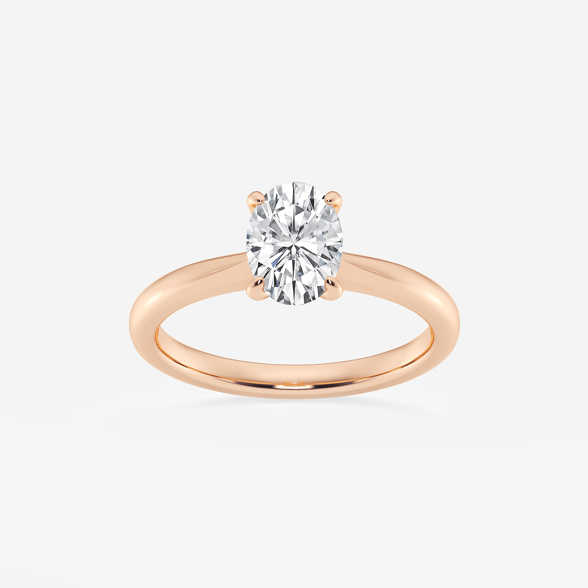1 ctw Oval Lab Grown Diamond Petite Solitaire Engagement Ring