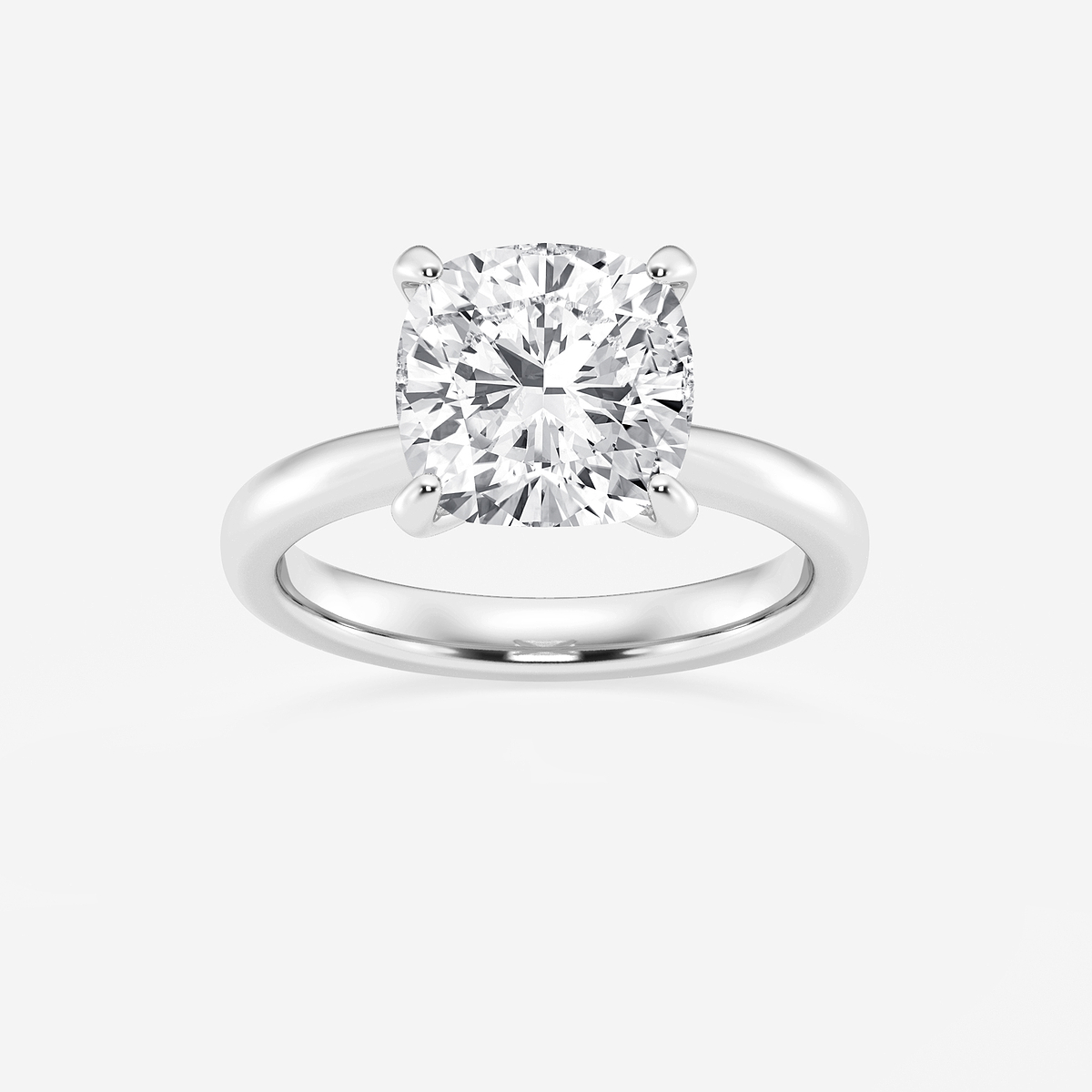 4 ctw Cushion Lab Grown Diamond Petite Solitaire Engagement Ring