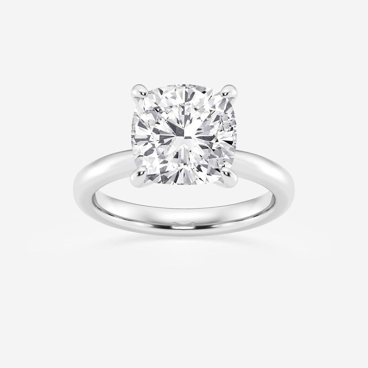 5 ctw Cushion Lab Grown Diamond Petite Solitaire Engagement Ring Platinum, E, VS1