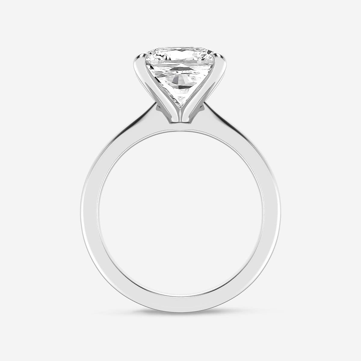 5 ctw Cushion Lab Grown Diamond Petite Solitaire Engagement Ring Platinum, E, VS1