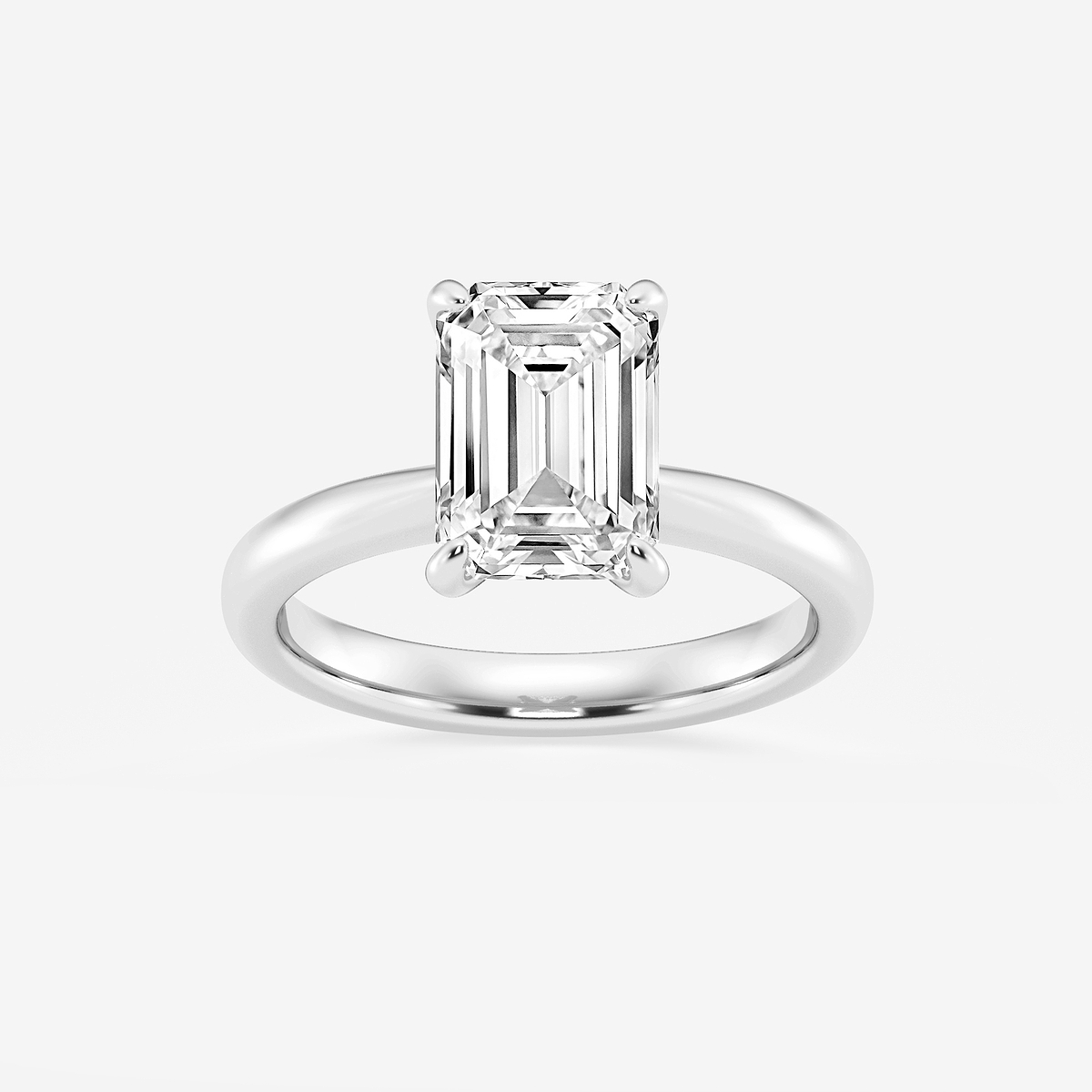 3 ctw Emerald Lab Grown Diamond Petite Solitaire Engagement Ring