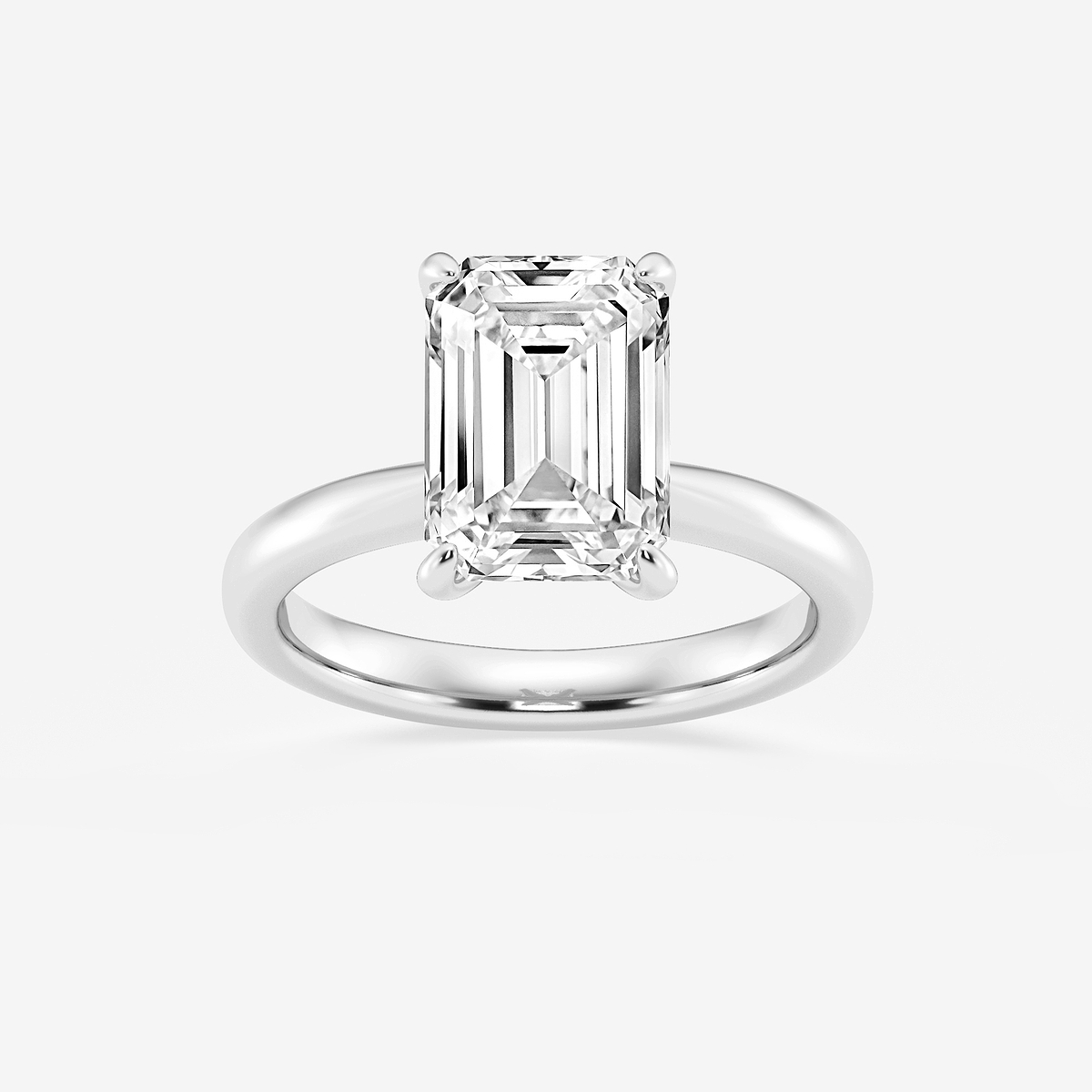 4 ctw Emerald Lab Grown Diamond Petite Solitaire Engagement Ring