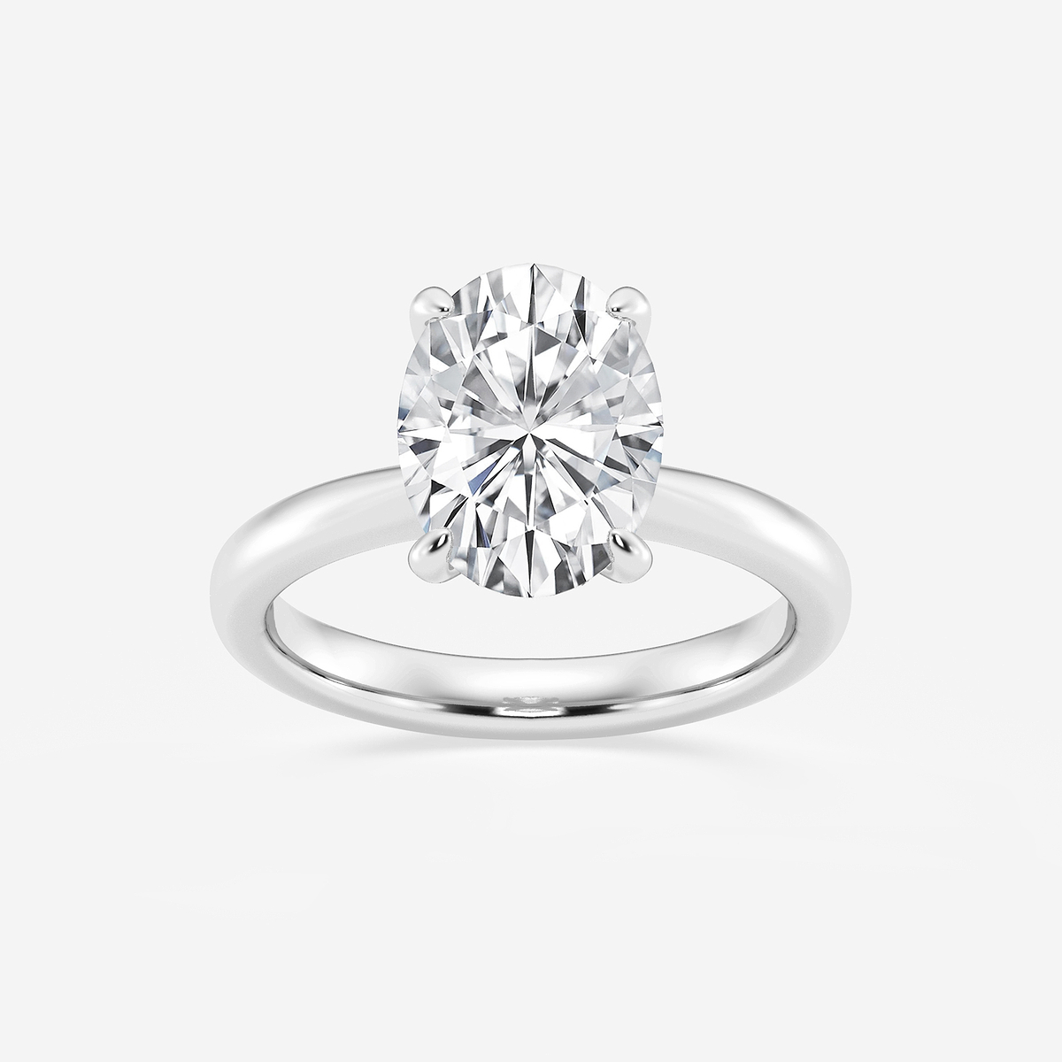 3 ctw Oval Lab Grown Diamond Petite Solitaire Engagement Ring