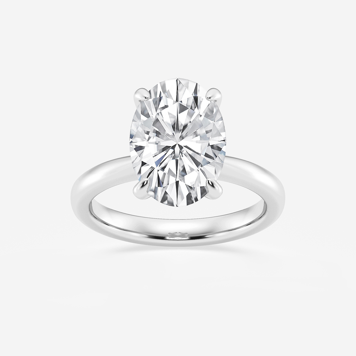 4 ctw Oval Lab Grown Diamond Petite Solitaire Engagement Ring