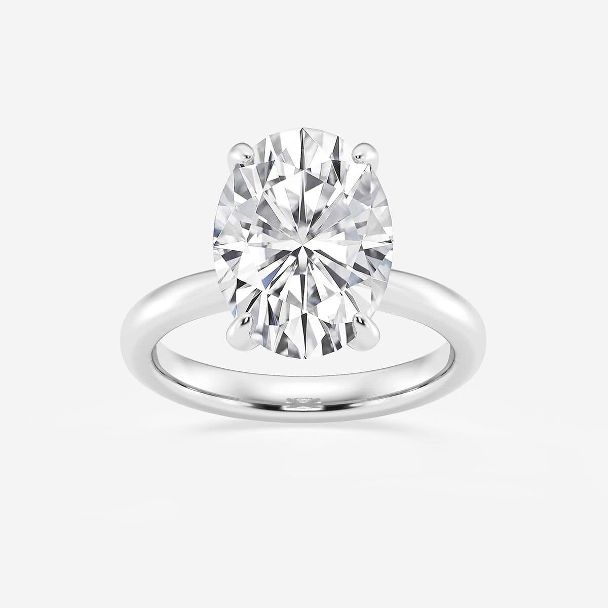 5 ctw Oval Lab Grown Diamond Petite Solitaire Engagement Ring Platinum, E, VS1