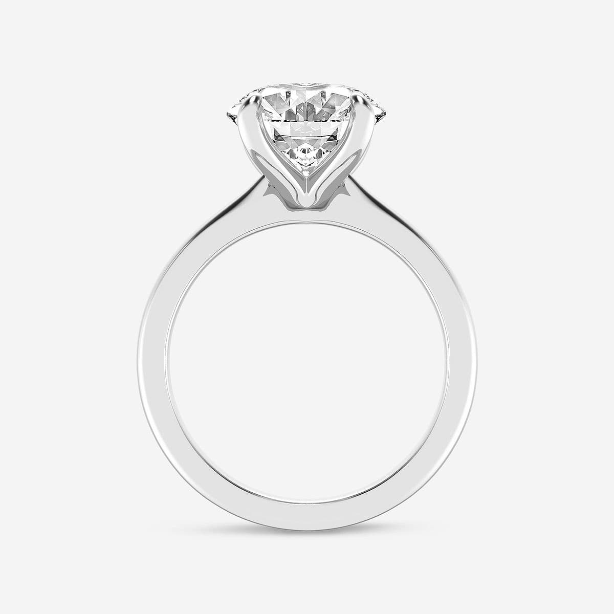 5 ctw Oval Lab Grown Diamond Petite Solitaire Engagement Ring Platinum, E, VS1