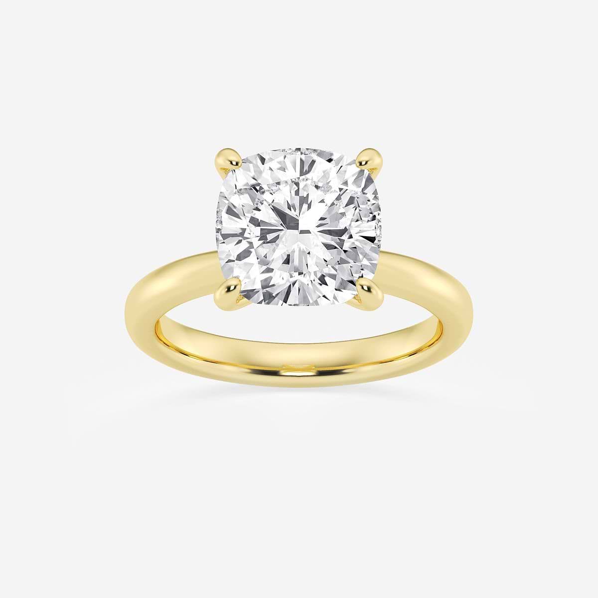 5 ctw Cushion Lab Grown Diamond Petite Solitaire Engagement Ring 14K Yellow Gold, E+, VS1+