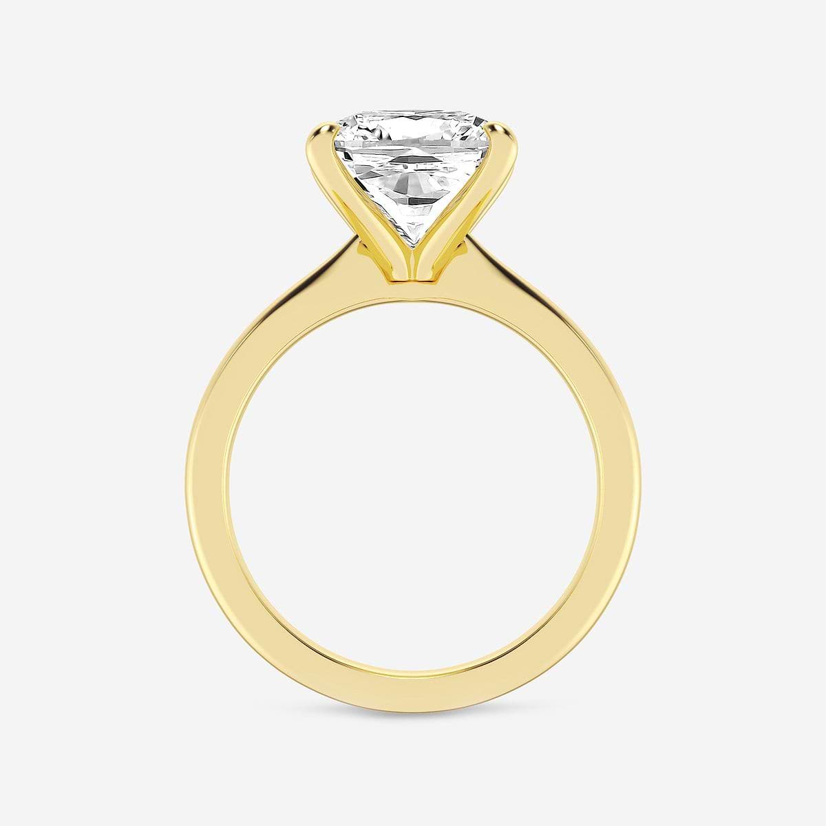5 ctw Cushion Lab Grown Diamond Petite Solitaire Engagement Ring 14K Yellow Gold, E+, VS1+