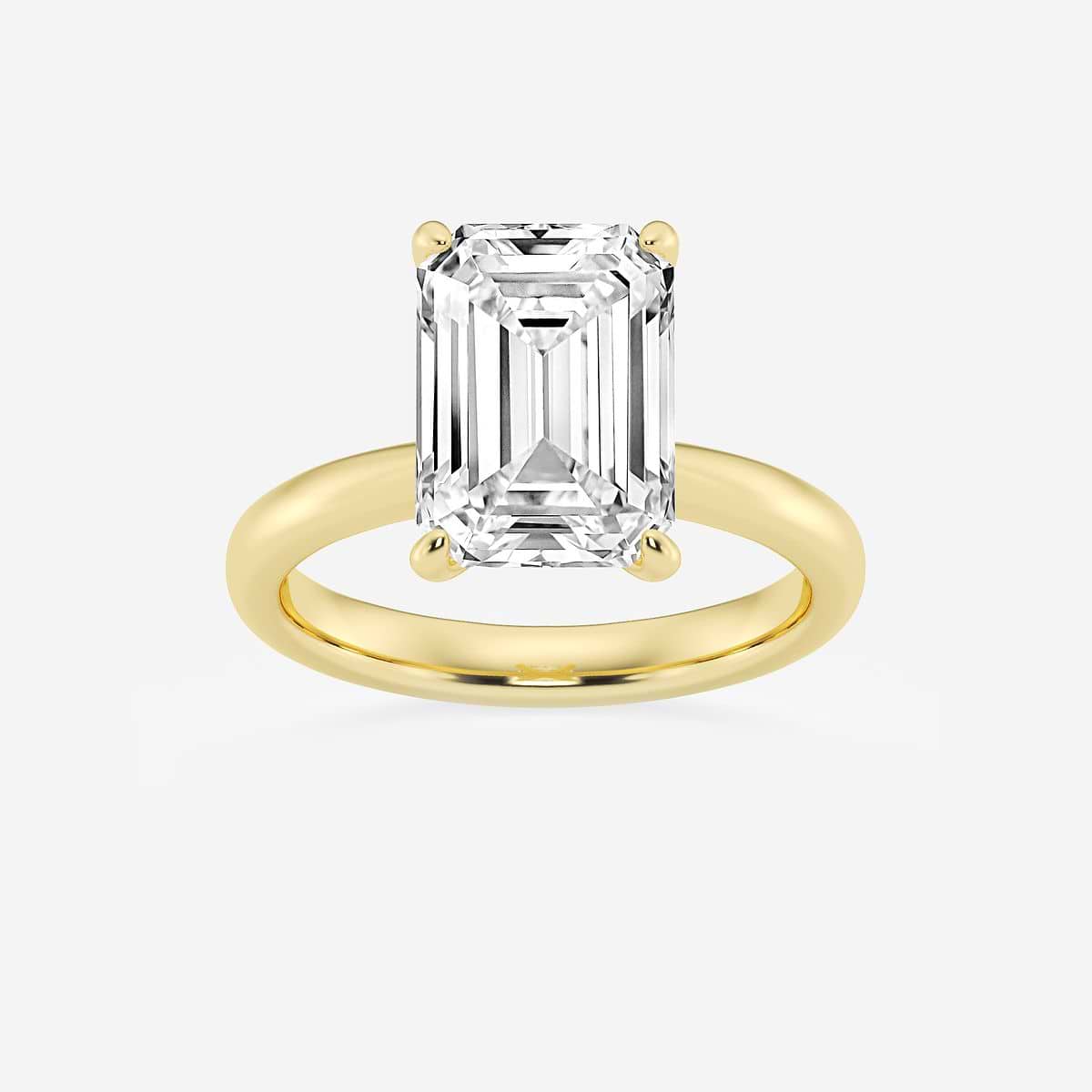 8 ctw Emerald Lab Grown Diamond Petite Solitaire Engagement Ring 14K Yellow Gold, F, VS2