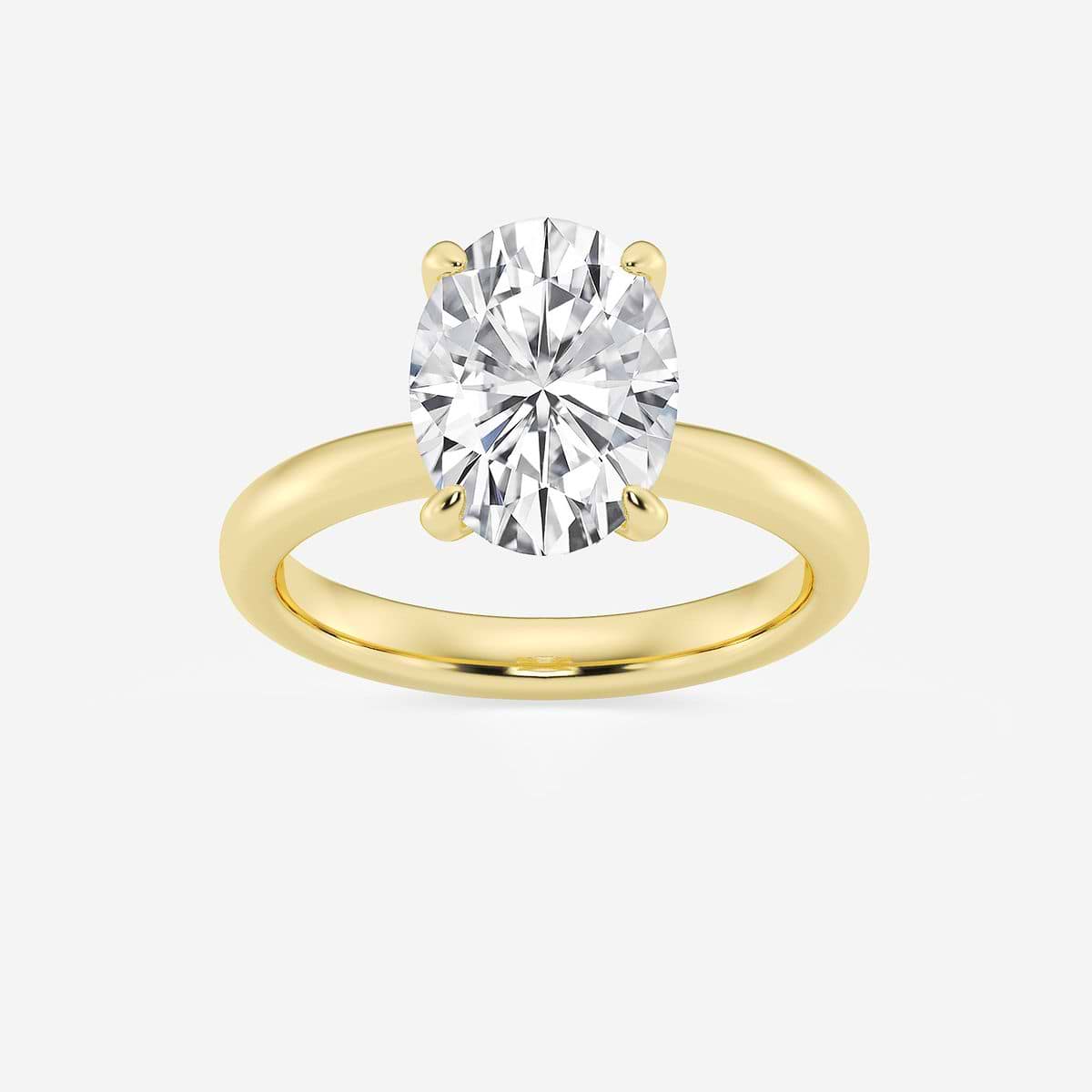3 ctw Oval Lab Grown Diamond Petite Solitaire Engagement Ring 14K Yellow Gold, E+, VS1+