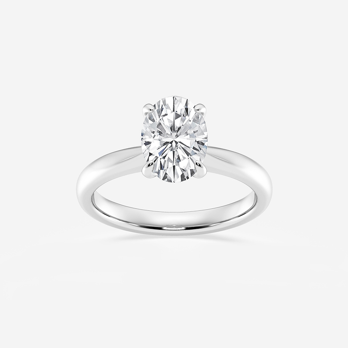 Vera - 1 1/2 ctw Oval Lab Grown Diamond Petite Solitaire Engagement Ring